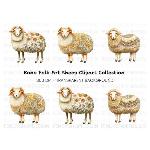 Decorative Sheep Clipart Bundle