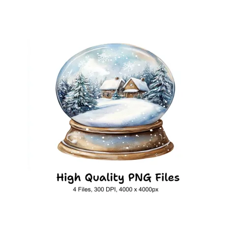 Winter Snow Globe Clipart Bundle