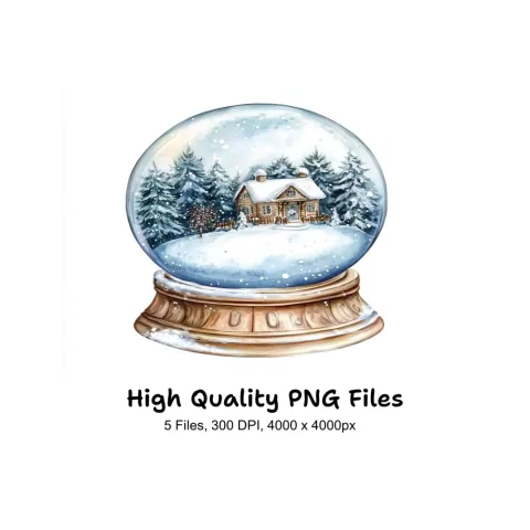 Winter Snow Globe Clipart Bundle