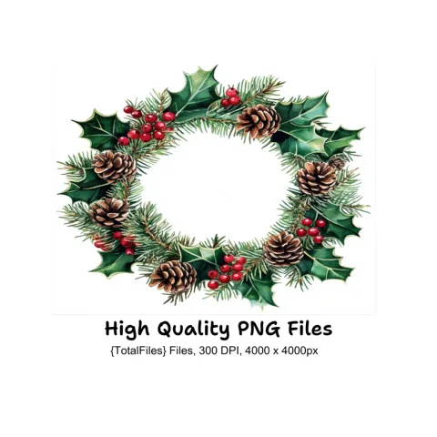 Christmas Wreaths Clipart Bundle