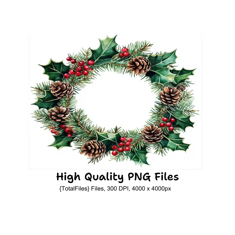 Christmas Wreaths Clipart Bundle