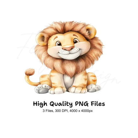 Cute Baby Lion Clipart Bundle