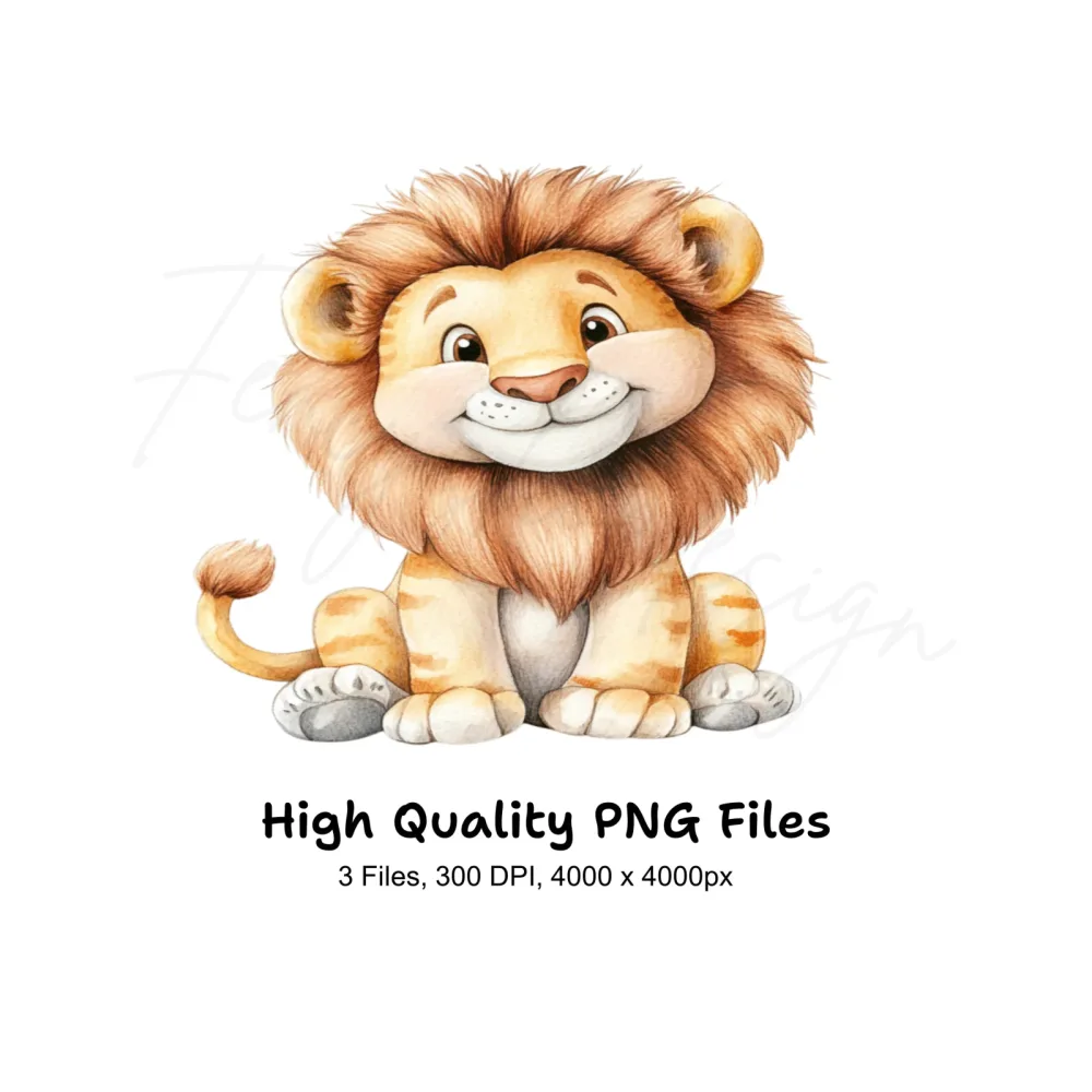 Cute Baby Lion Clipart Bundle