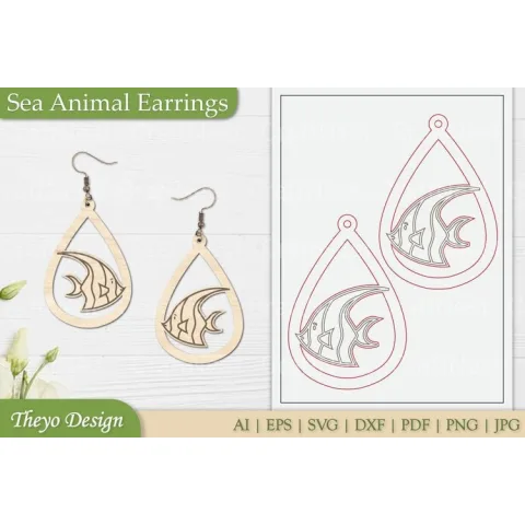 Sea Animal Earrings SVG Bundle