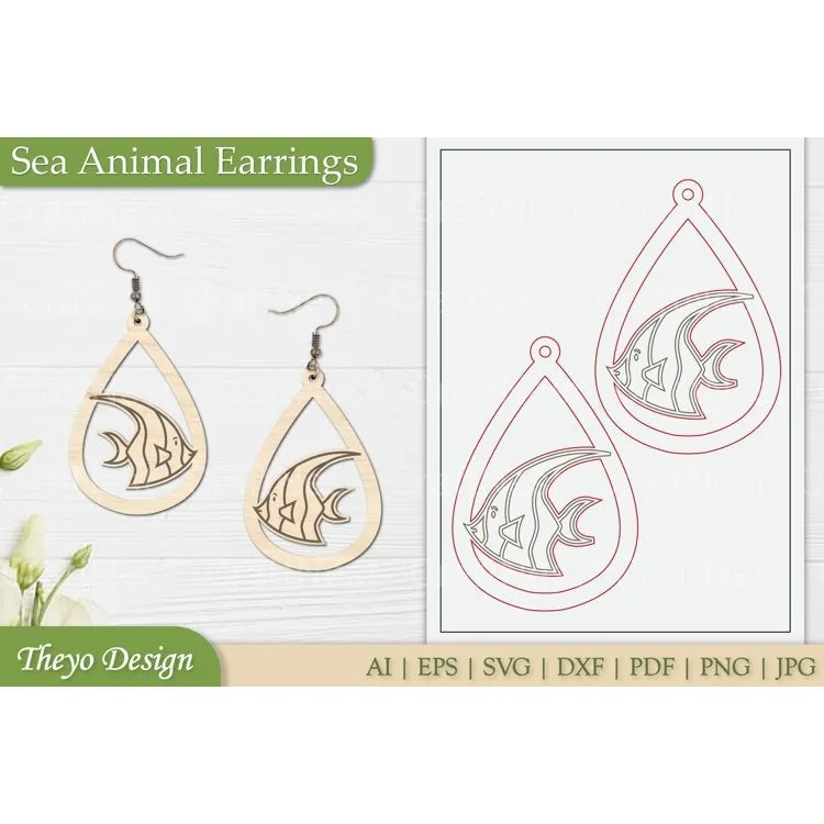 Sea Animal Earrings SVG Bundle