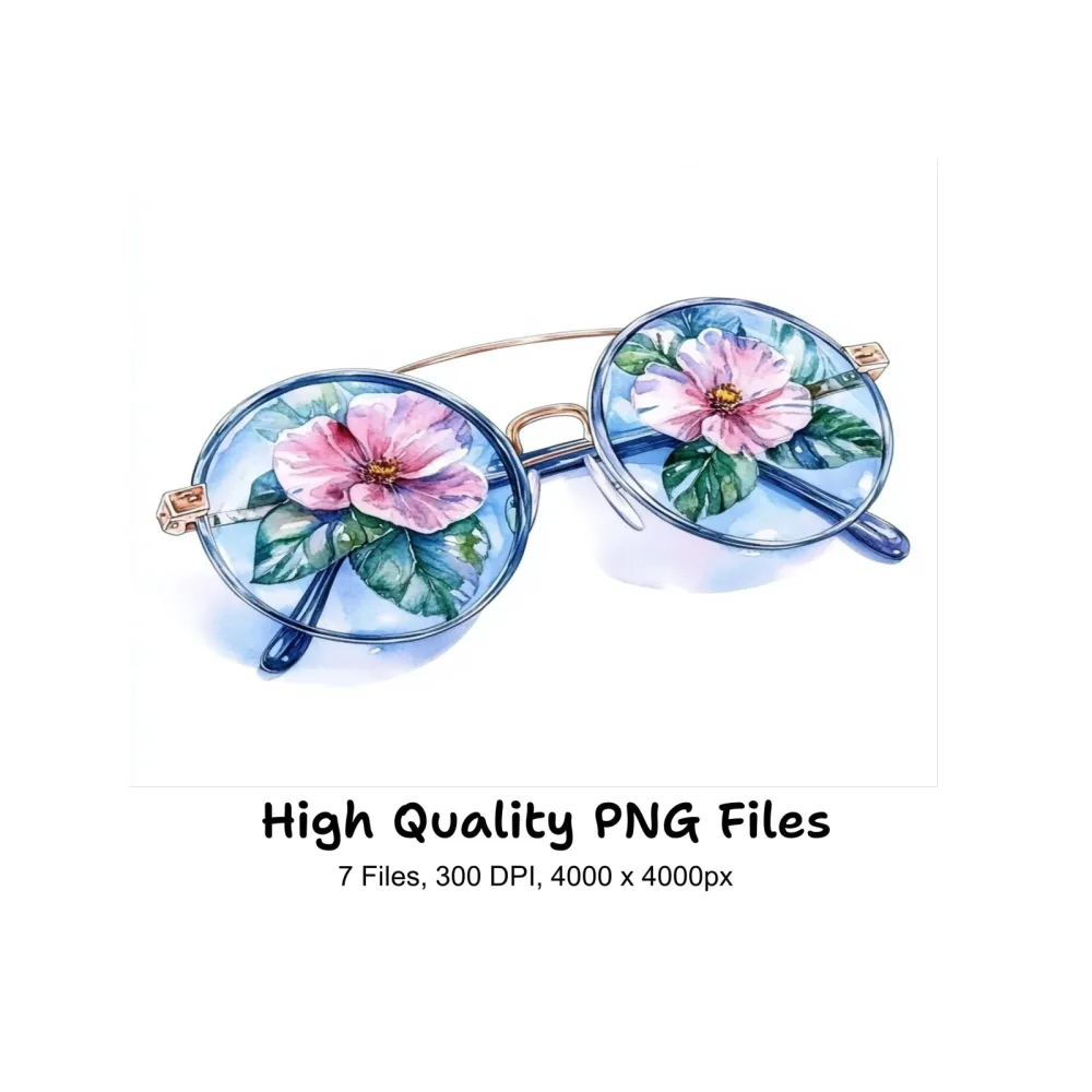 Summer Floral Sunglasses Clipart Bundle