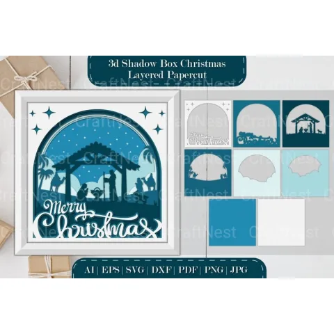 Shadow Nativity Scene Layered Papercut D SVG