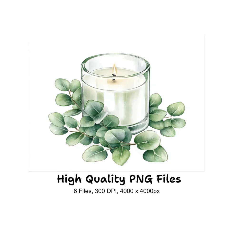 Eucalyptus Candle Clipart Bundle