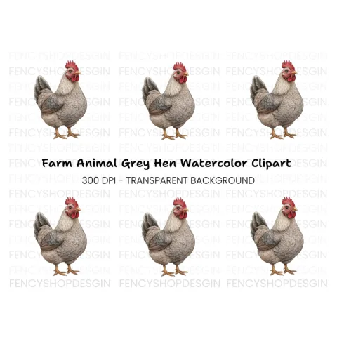 Grey Hen Farm Animal Clipart Bundle