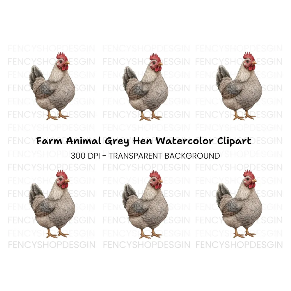 Grey Hen Farm Animal Clipart Bundle