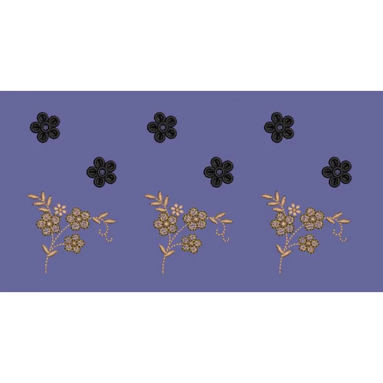 Floral Sprig and Rosette Booti Embroidery Design