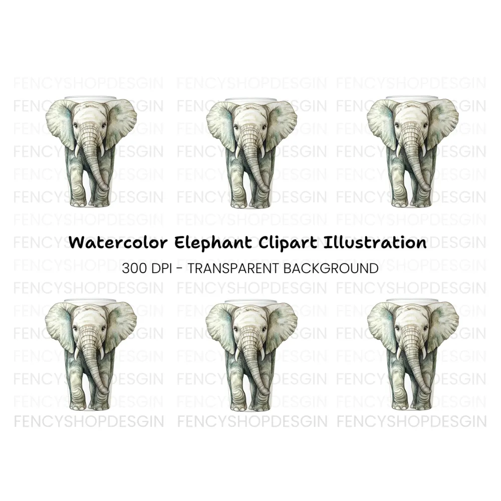Baby Elephant Tumbler Clipart Bundle