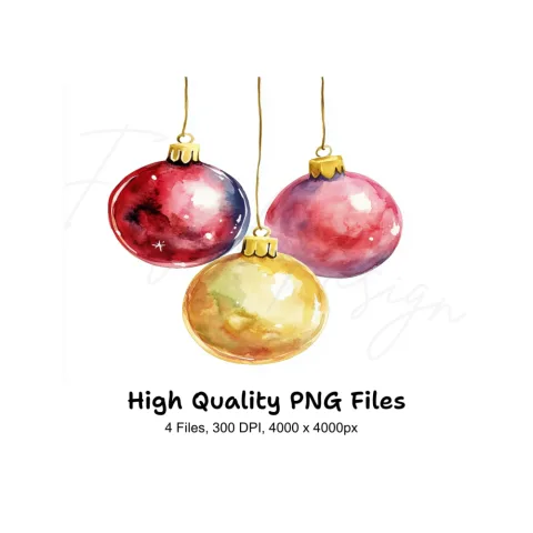 Christmas Ornaments Clipart Bundle