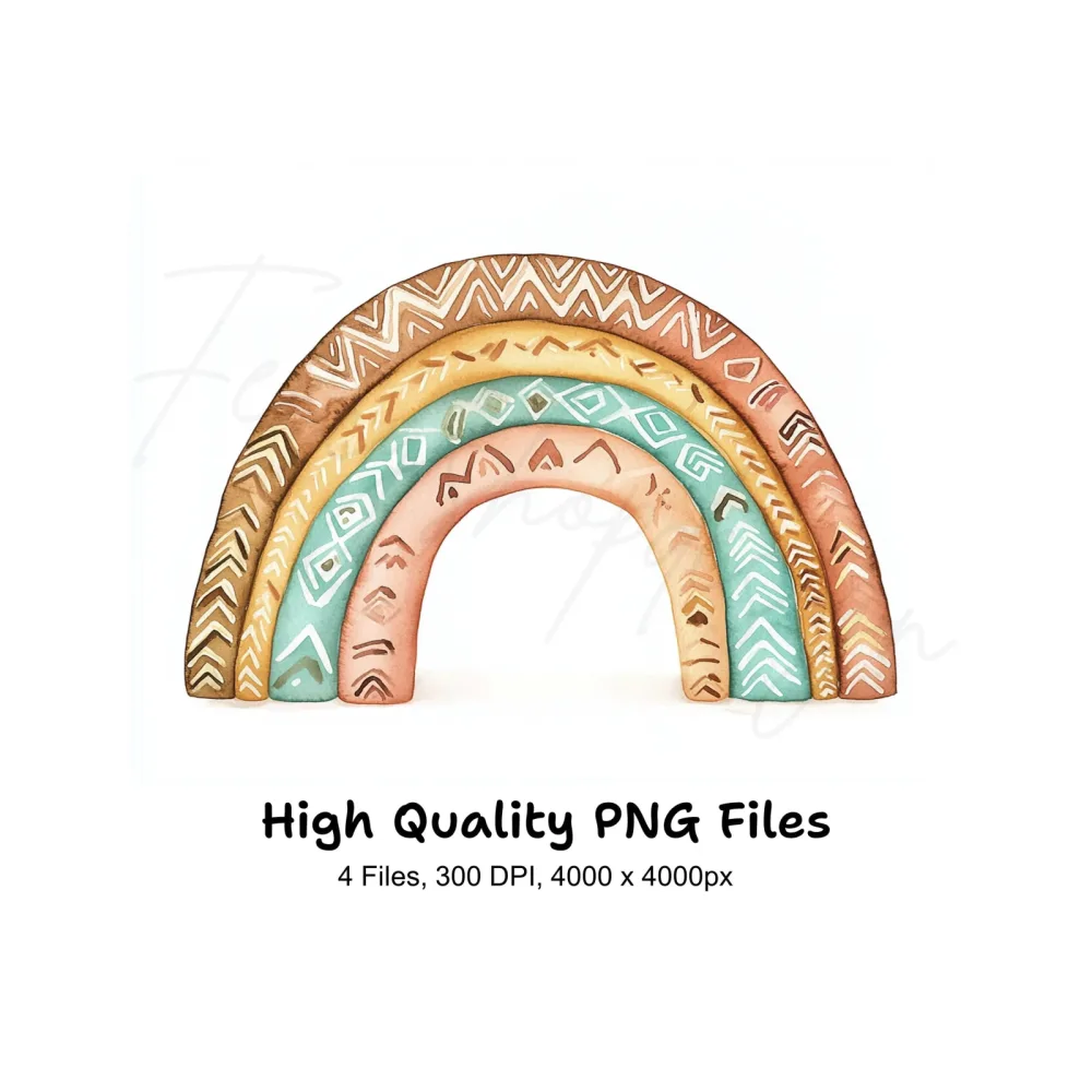 Boho Rainbow Clipart Bundle