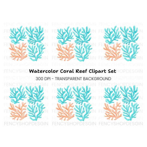 Coral Branches Clipart Bundle