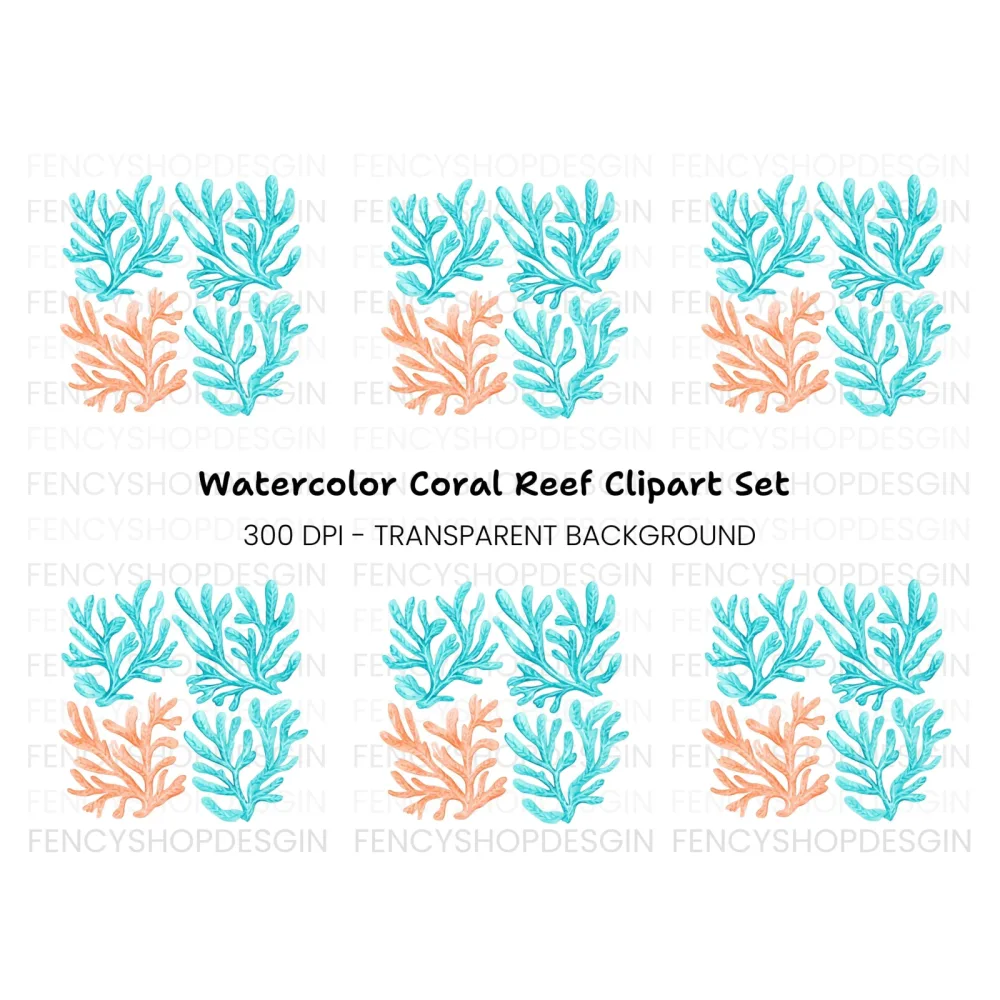 Coral Branches Clipart Bundle