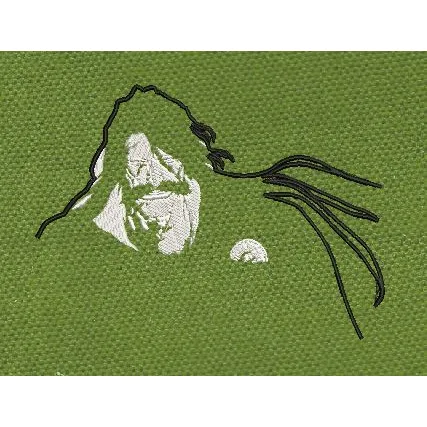 Bearded Head White & Black Embroidery Design