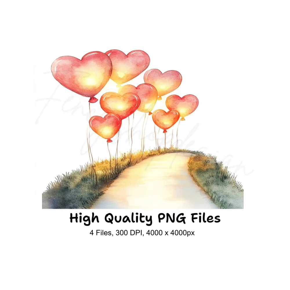 Heart Balloons Clipart Bundle