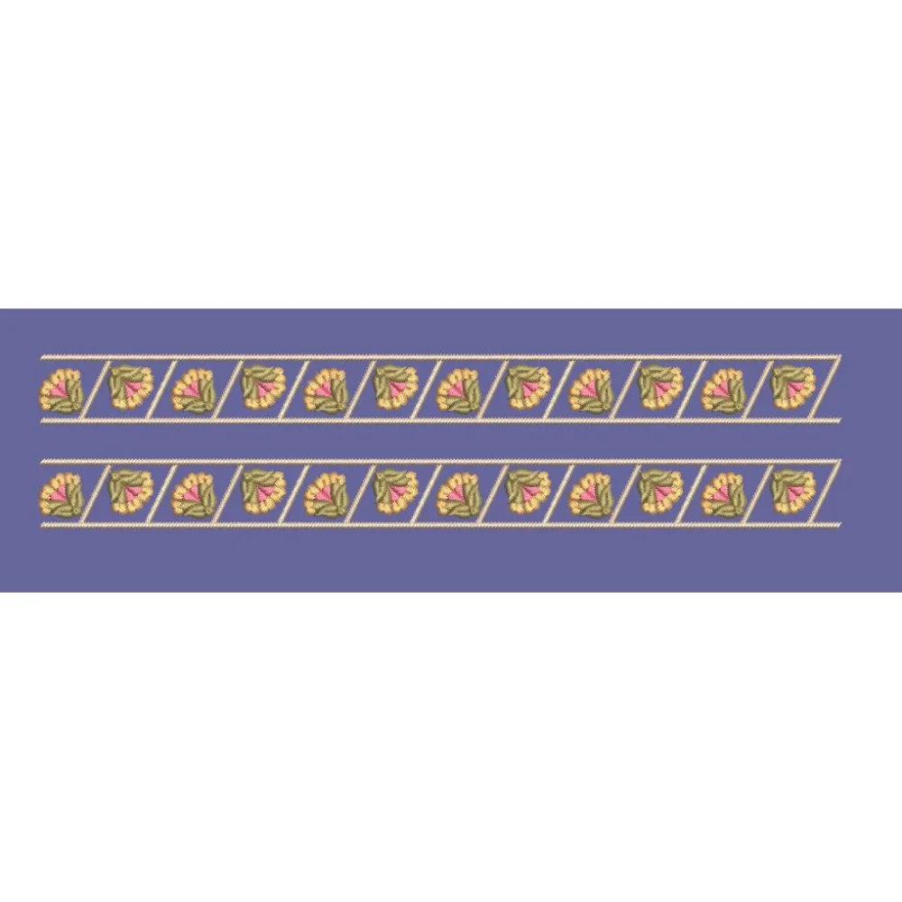 Dual Petals Double Diagonal Border Embroidery Design