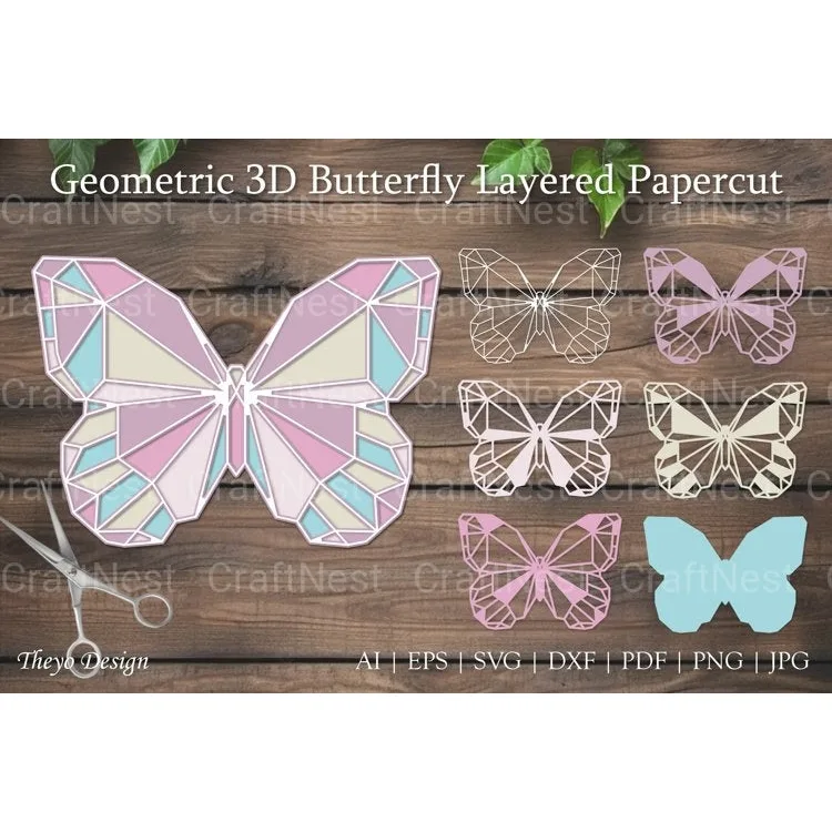 Geometric D Butterfly SVG Bundle