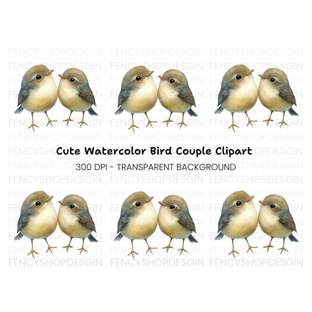 Cute Bird Couple Clipart Bundle