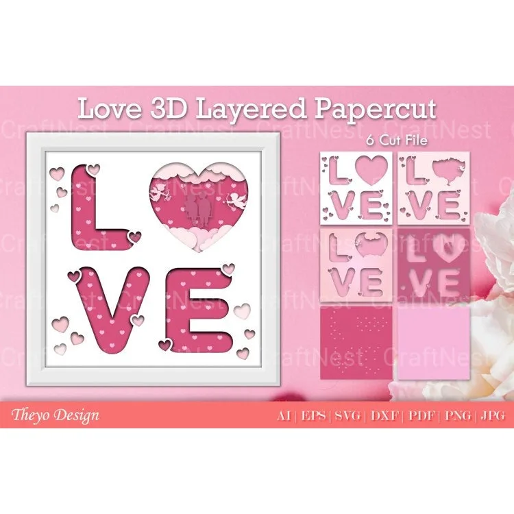 Love D Layered Papercut SVG Bundle