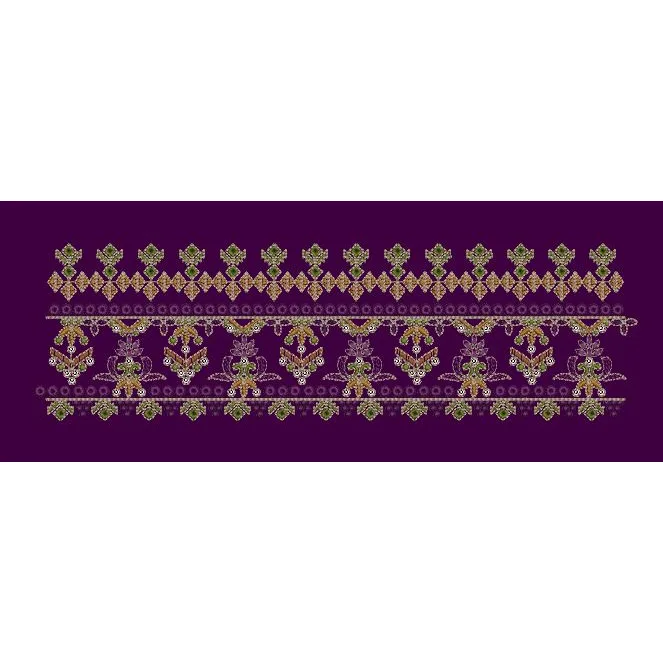 Purple and Multi Colored Traditional Embroidery Design