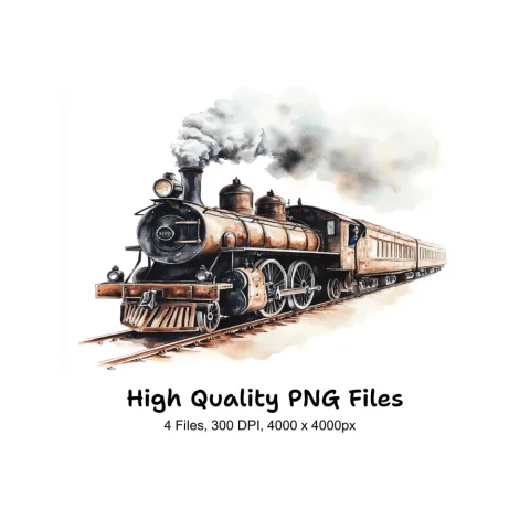 Historic Steam Train Clipart Bundle