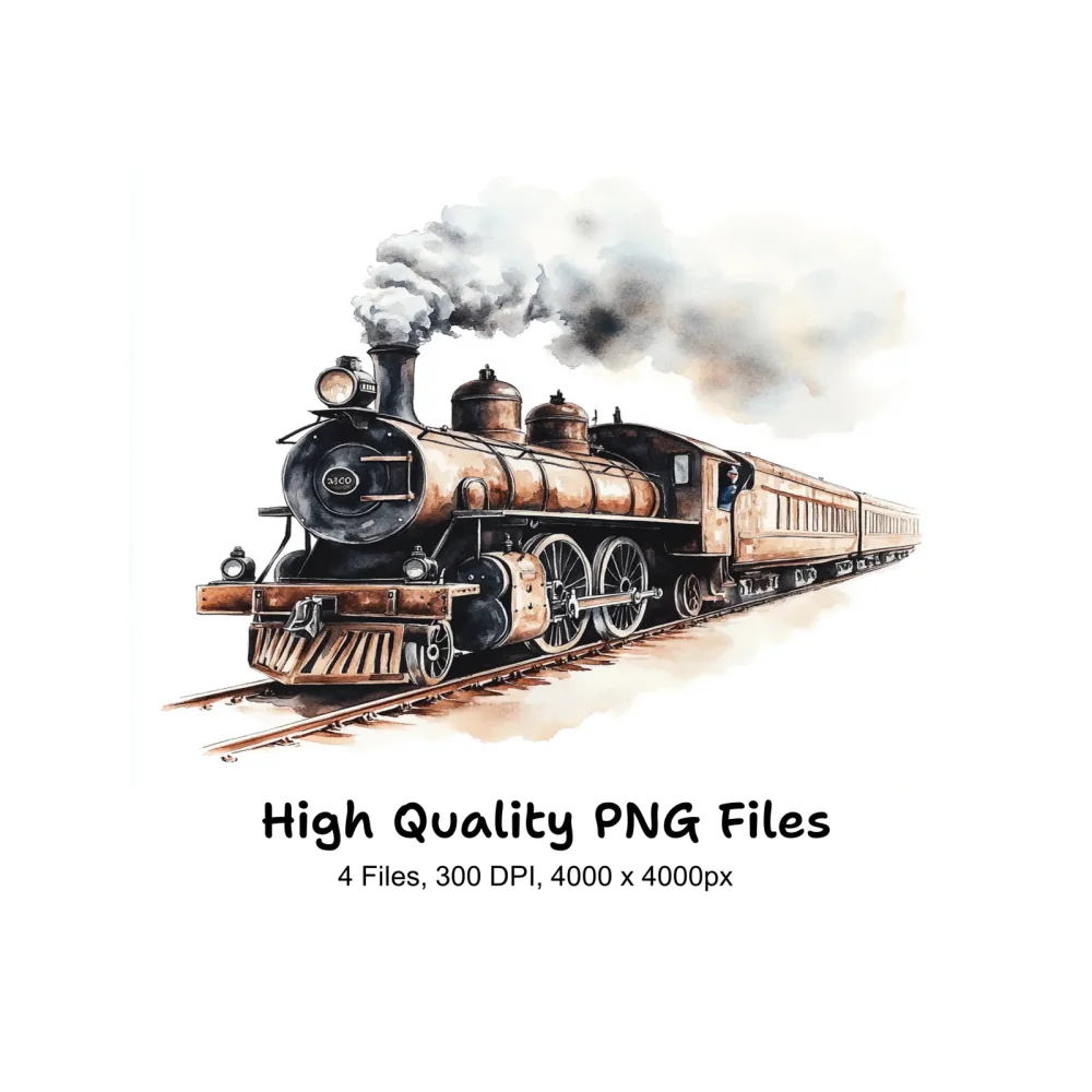 Historic Steam Train Clipart Bundle