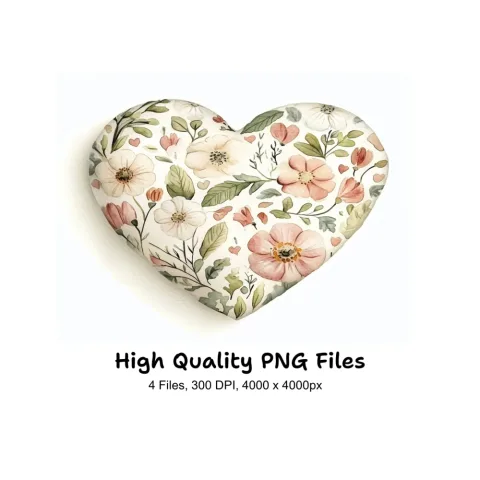 Elegant Botanical Heart Clipart Bundle