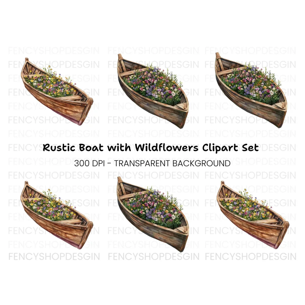 Floral Boat Clipart Bundle