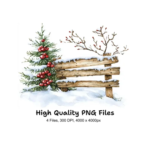 Christmas Wooden Sign Clipart Bundle