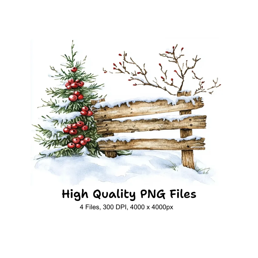 Christmas Wooden Sign Clipart Bundle