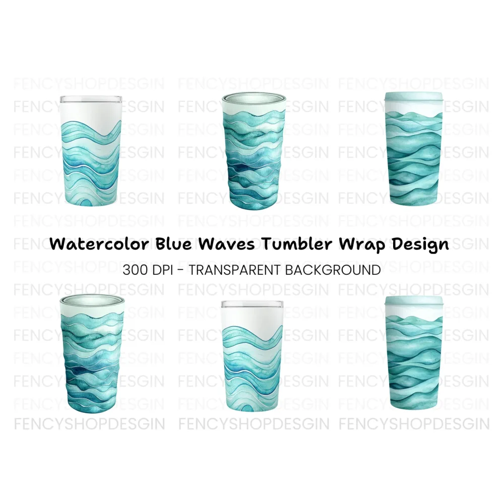 Ocean Waves Tumbler Clipart Bundle