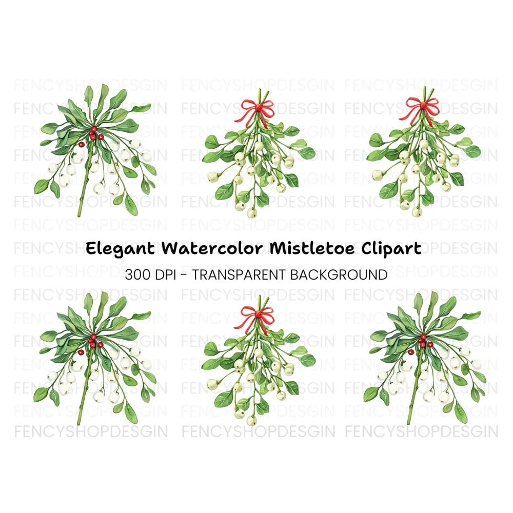 Festive Mistletoe Clipart Bundle