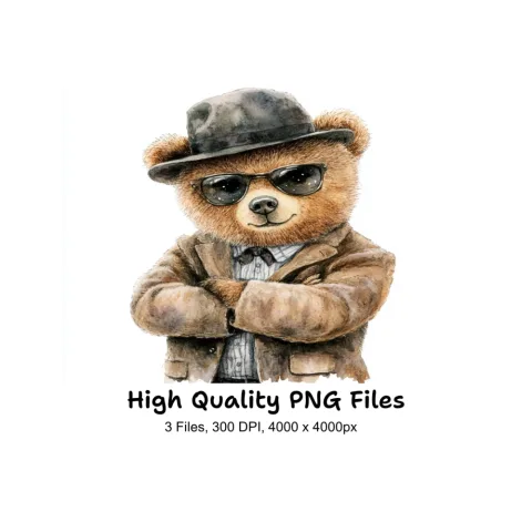 Cool Teddy Bear with Sunglasses Clipart Bundle