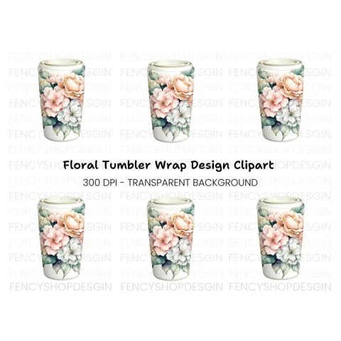 Floral Tumbler Clipart Bundle
