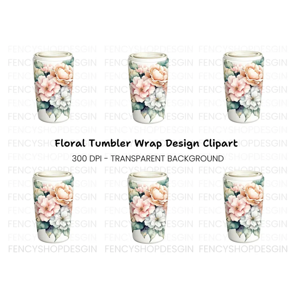 Floral Tumbler Clipart Bundle