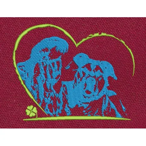 Heart Framed Blue Abstract Couple Embroidery Design