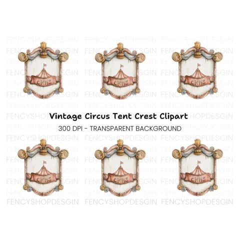 Vintage Circus Tent Frame Clipart Bundle