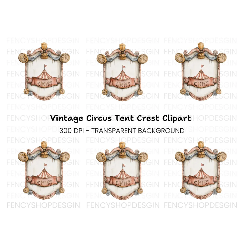 Vintage Circus Tent Frame Clipart Bundle