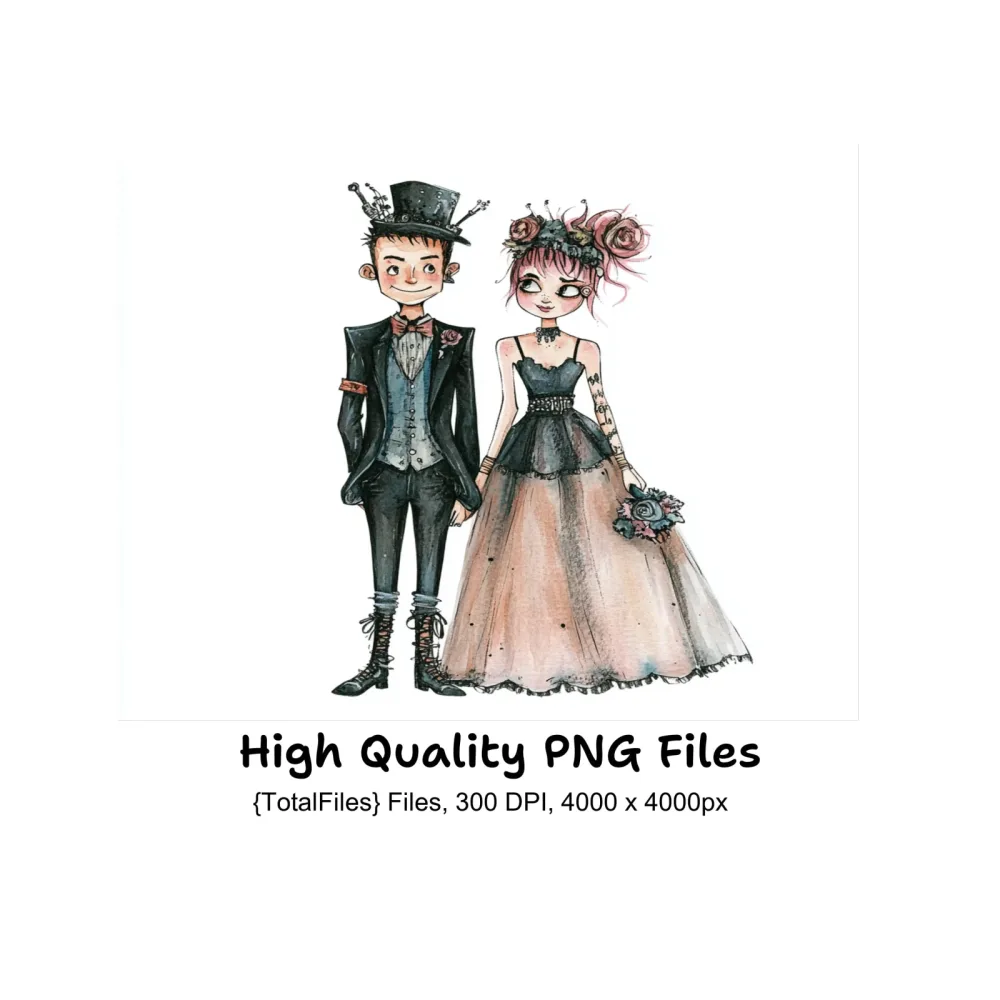 Diverse Wedding Couple Clipart Bundle