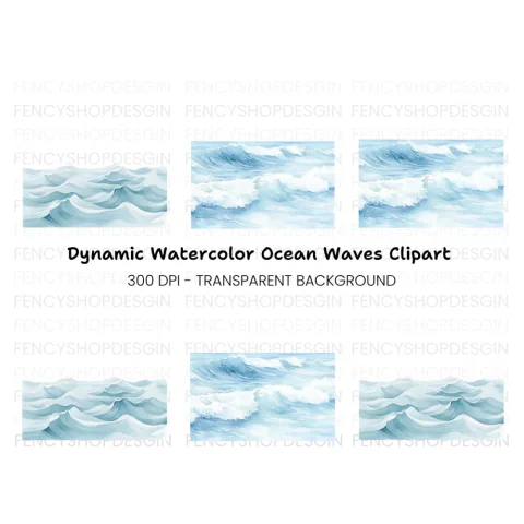 Dynamic Ocean Waves Clipart Bundle