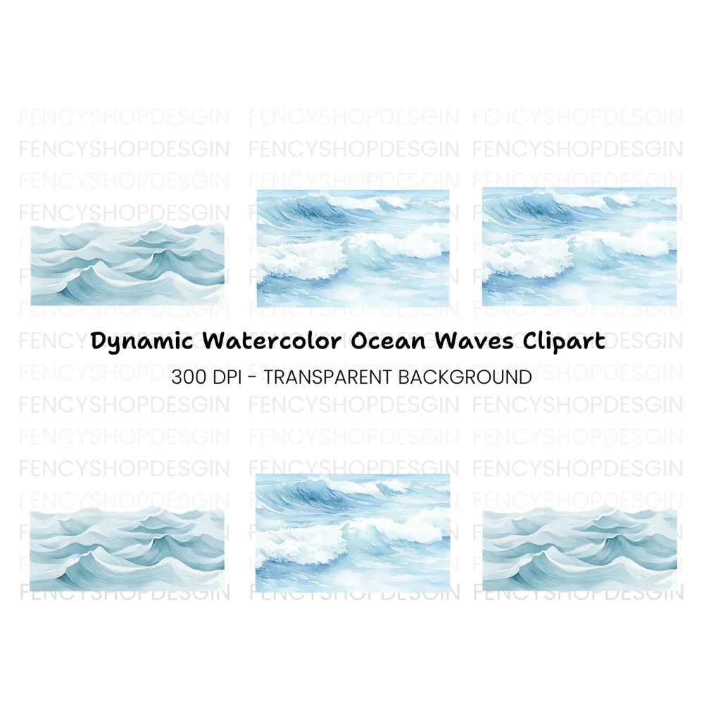 Dynamic Ocean Waves Clipart Bundle