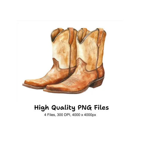 Classic Cowboy Boots Clipart Bundle