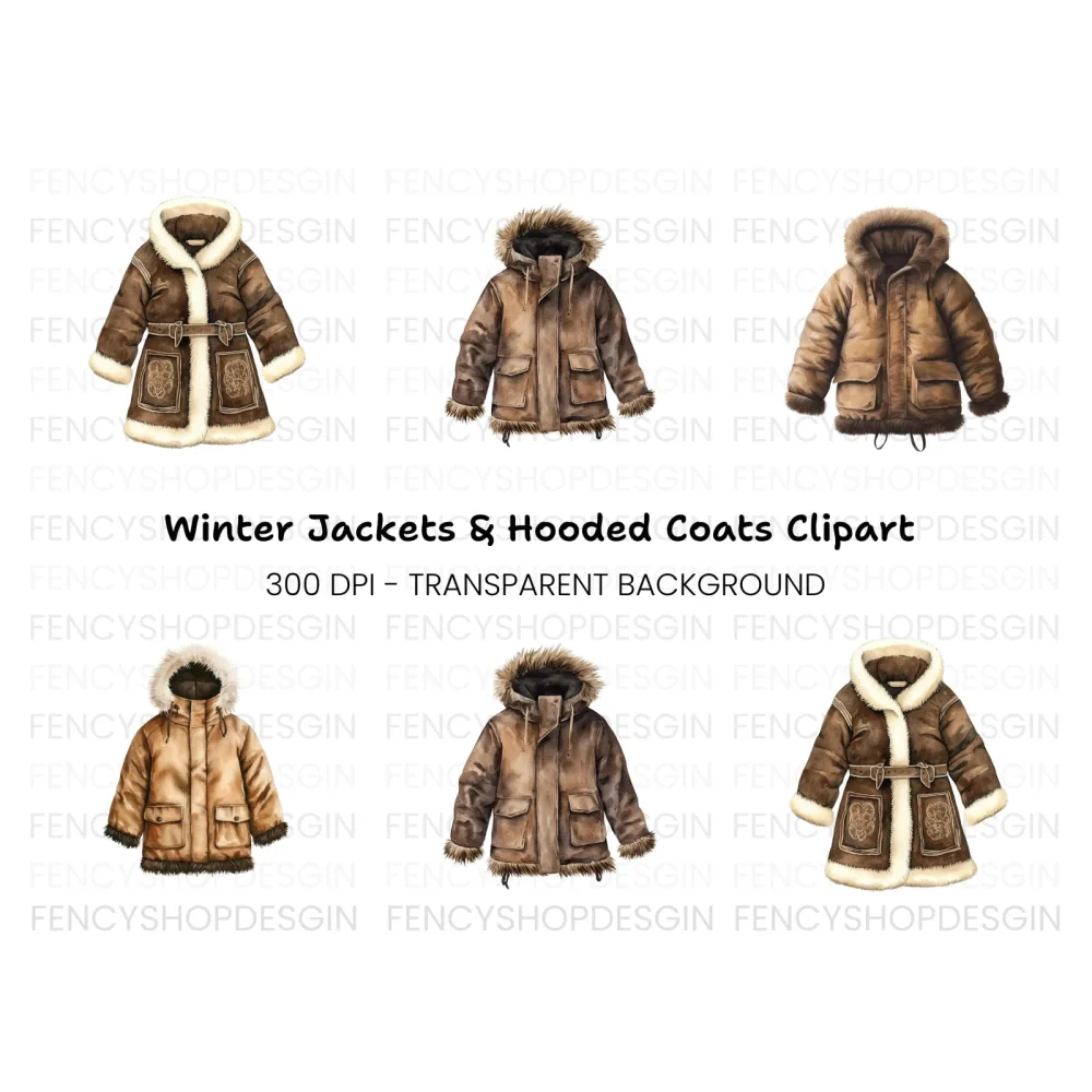 Rustic Winter Jackets Clipart Bundle