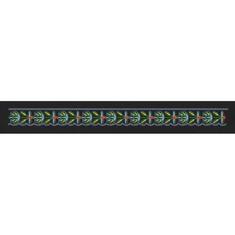 Leafstripe Olive & Charcoal Embroidery Design