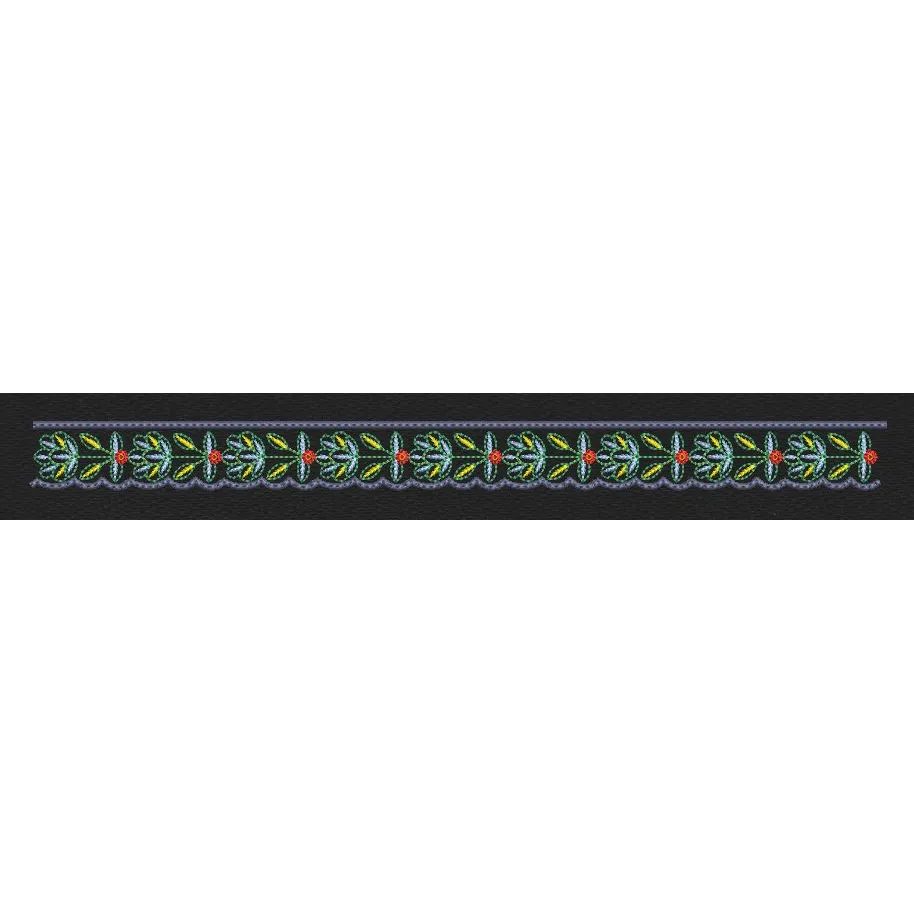 Leafstripe Olive & Charcoal Embroidery Design