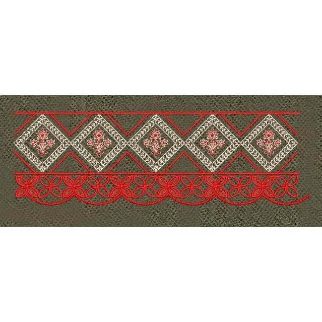 Floral Jacquard Woven Red Embroidery Design