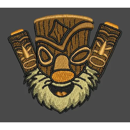 Tribal Tiki Trio Mascot Embroidery Design